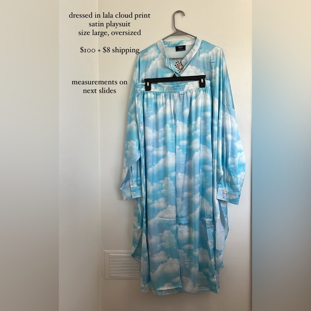 Dressed in LALA cloud print satin playsuit